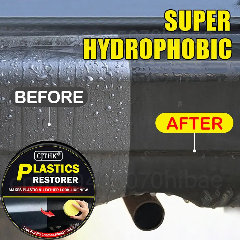 Restaurador de Plásticos para Coche – Recupera el Brillo Negro en Plásticos y Cuero, Pulidor y Renovador Exterior