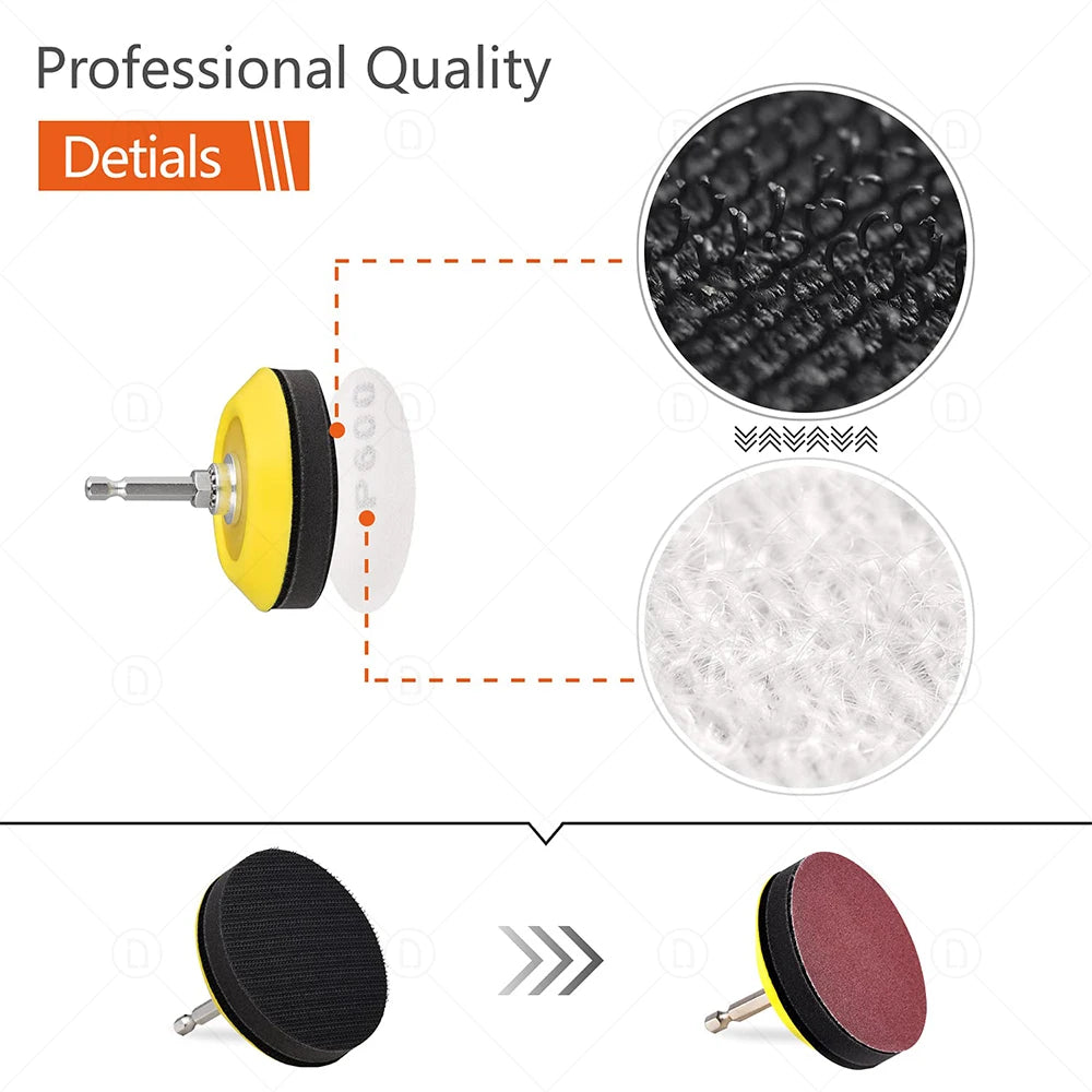 Kit de Pulido para Faros y Detallado de Coche – Esponjas, Lijas, Discos y Adaptador M10 para Taladro