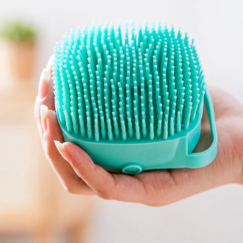 Cepillo de Silicona para Baño de Mascotas – Masajeador Suave 2 en 1 con Dispensador de Gel, para Perros y Gatos