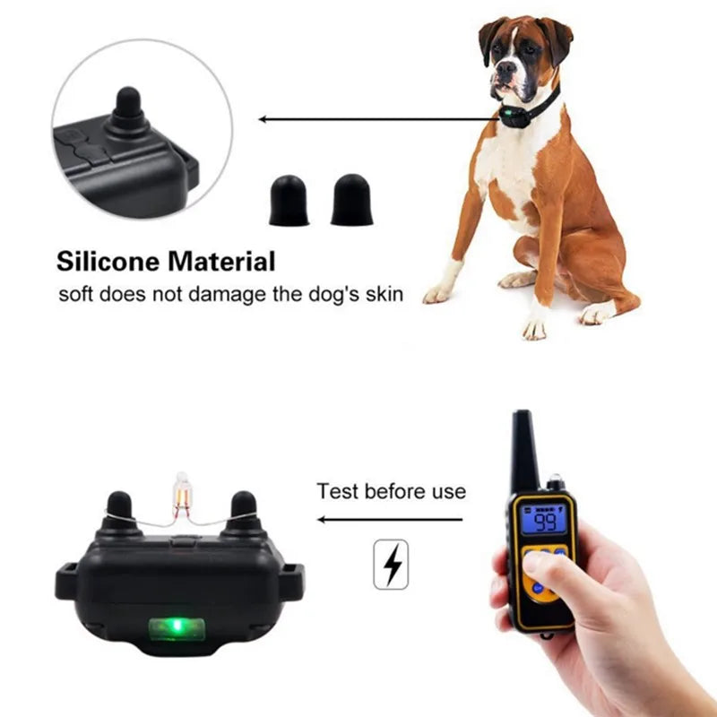 Collar de Adiestramiento Eléctrico para Perros – Alcance 800 m, Impermeable, Recargable, con Mando y Modos de Sonido, Vibración y Descarga