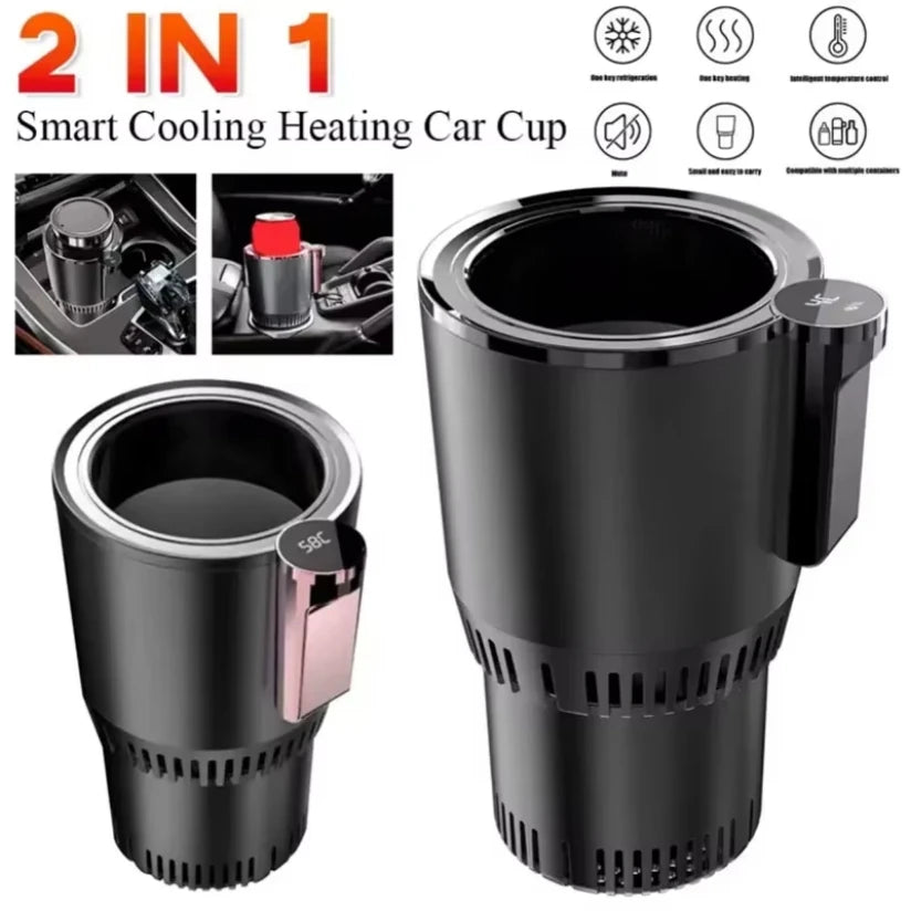 Soporte de Vaso Inteligente 2 en 1 para Coche – Enfría o Calienta Bebidas al Instante, Mini Nevera Portátil para Coche u Oficina