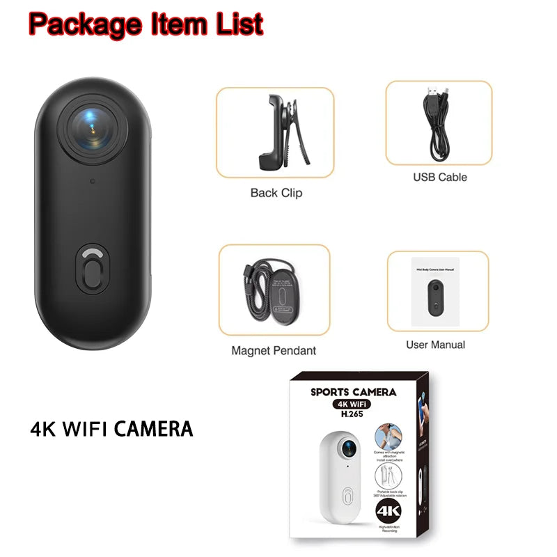 Mini Cámara 4K HD con WiFi – Vlog Cam de Bolsillo para Deportes, Viajes y Grabación en Movimiento