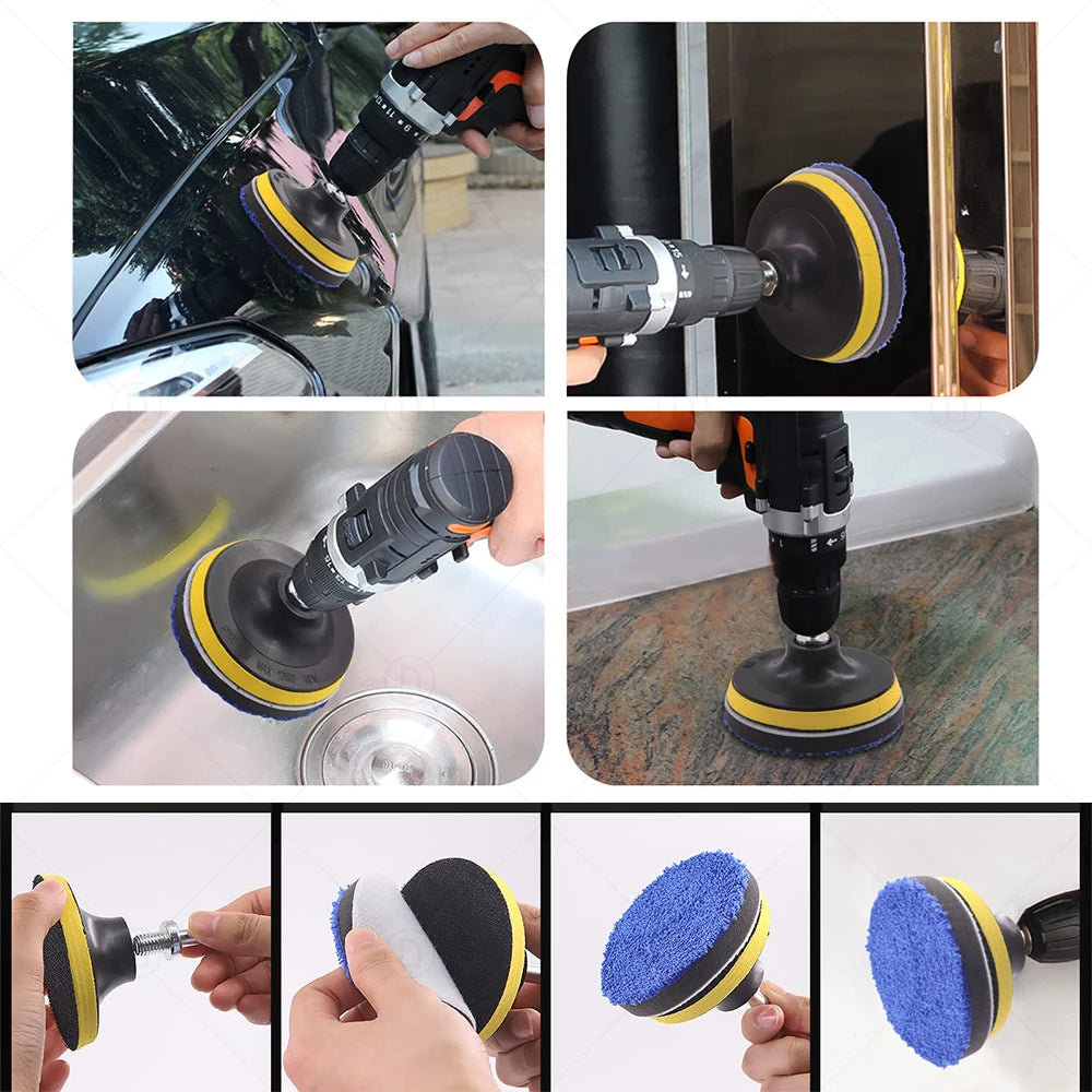 Kit de Pulido para Faros y Detallado de Coche – Esponjas, Lijas, Discos y Adaptador M10 para Taladro