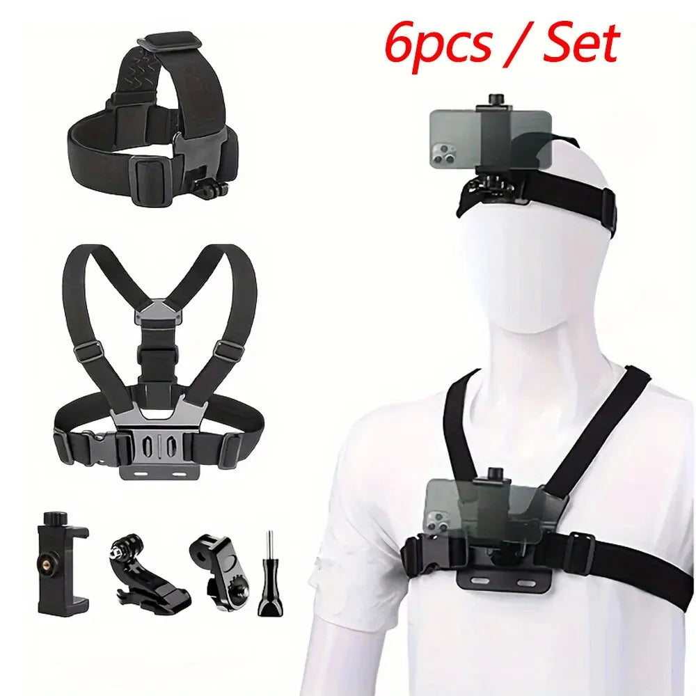 Accesorios 6 en 1 para Acción: Cabeza, Pecho y Más