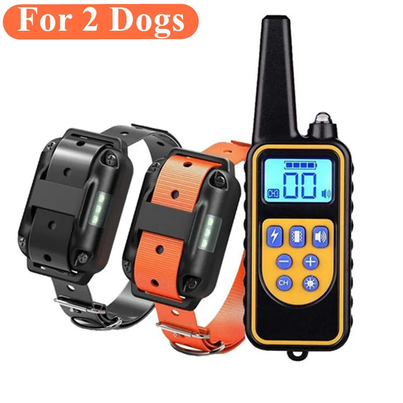 Collar de Adiestramiento Eléctrico para Perros – Alcance 800 m, Impermeable, Recargable, con Mando y Modos de Sonido, Vibración y Descarga