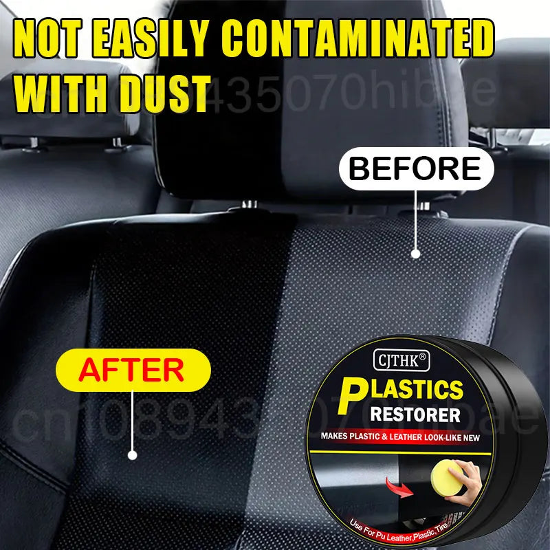 Restaurador de Plásticos para Coche – Recupera el Brillo Negro en Plásticos y Cuero, Pulidor y Renovador Exterior