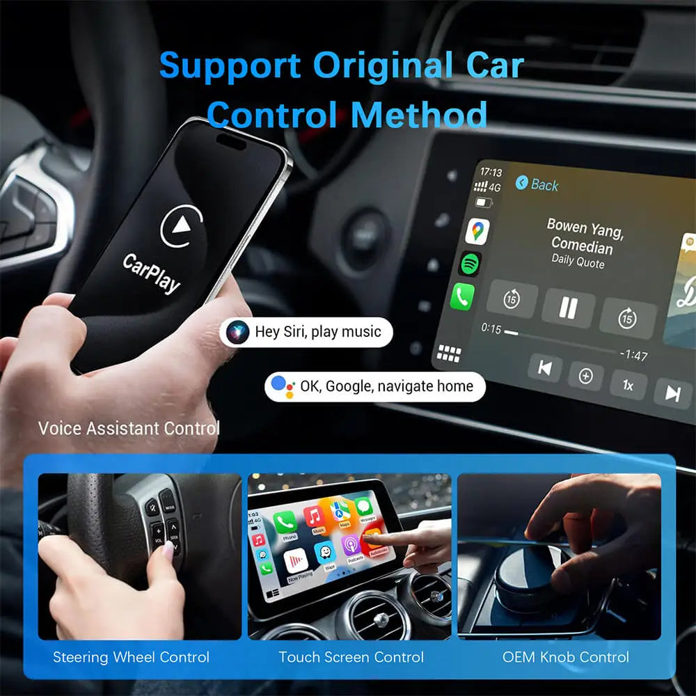 Adaptador 2 en 1 CarPlay y Android Auto – Convierte Cableado a Inalámbrico, USB Plug & Play para Radios OEM