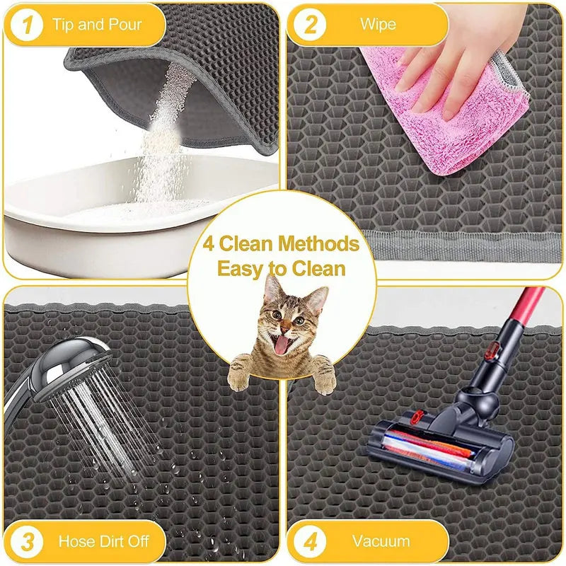 Alfombrilla para Arena de Gato Impermeable – Doble Capa con Sistema Atrapa-Arena, Ideal para Areneros y Suelos Limpios