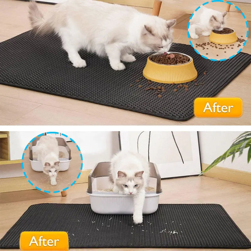 Alfombrilla para Arena de Gato Impermeable – Doble Capa con Sistema Atrapa-Arena, Ideal para Areneros y Suelos Limpios