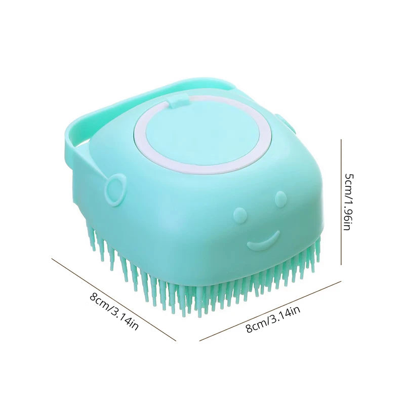 Cepillo de Silicona para Baño de Mascotas – Masajeador Suave 2 en 1 con Dispensador de Gel, para Perros y Gatos