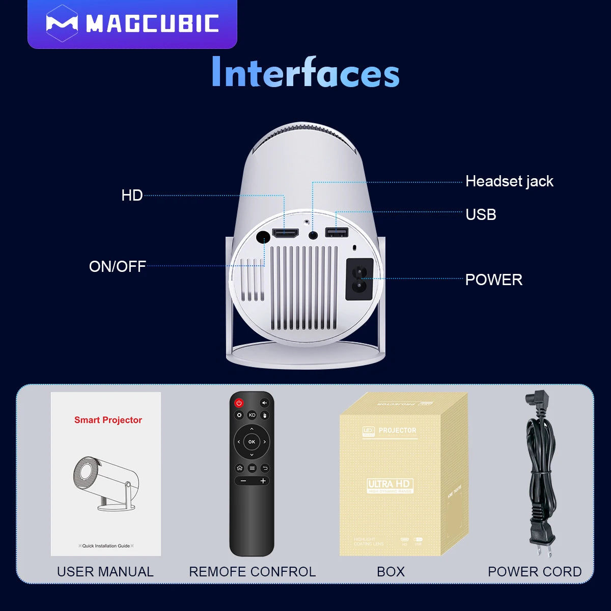 Proyector Magcubic HY300 Pro 4K – Android 11, WiFi 6, 260 ANSI, Bluetooth 5.0, Cine en Casa y Exterior