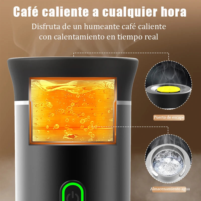Cafetera Espresso Eléctrica Portátil 3 en 1 – Para Viaje, Coche y Casa, con Batería Recargable y Compatible con Cápsulas y Café Molido