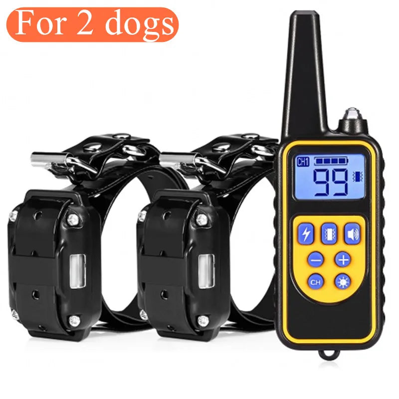 Collar de Adiestramiento Eléctrico para Perros – Alcance 800 m, Impermeable, Recargable, con Mando y Modos de Sonido, Vibración y Descarga