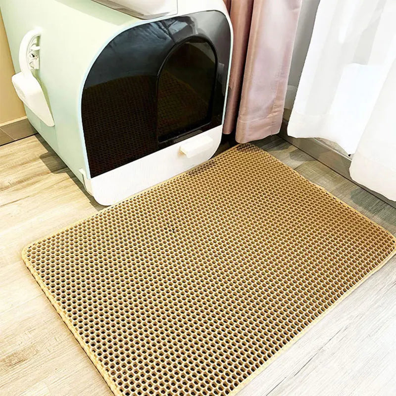 Alfombrilla para Arena de Gato Impermeable – Doble Capa con Sistema Atrapa-Arena, Ideal para Areneros y Suelos Limpios
