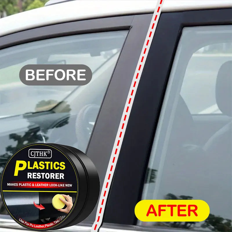 Restaurador de Plásticos para Coche – Recupera el Brillo Negro en Plásticos y Cuero, Pulidor y Renovador Exterior
