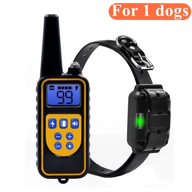Collar de Adiestramiento Eléctrico para Perros – Alcance 800 m, Impermeable, Recargable, con Mando y Modos de Sonido, Vibración y Descarga
