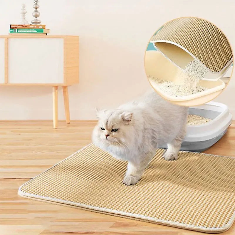 Alfombrilla para Arena de Gato Impermeable – Doble Capa con Sistema Atrapa-Arena, Ideal para Areneros y Suelos Limpios
