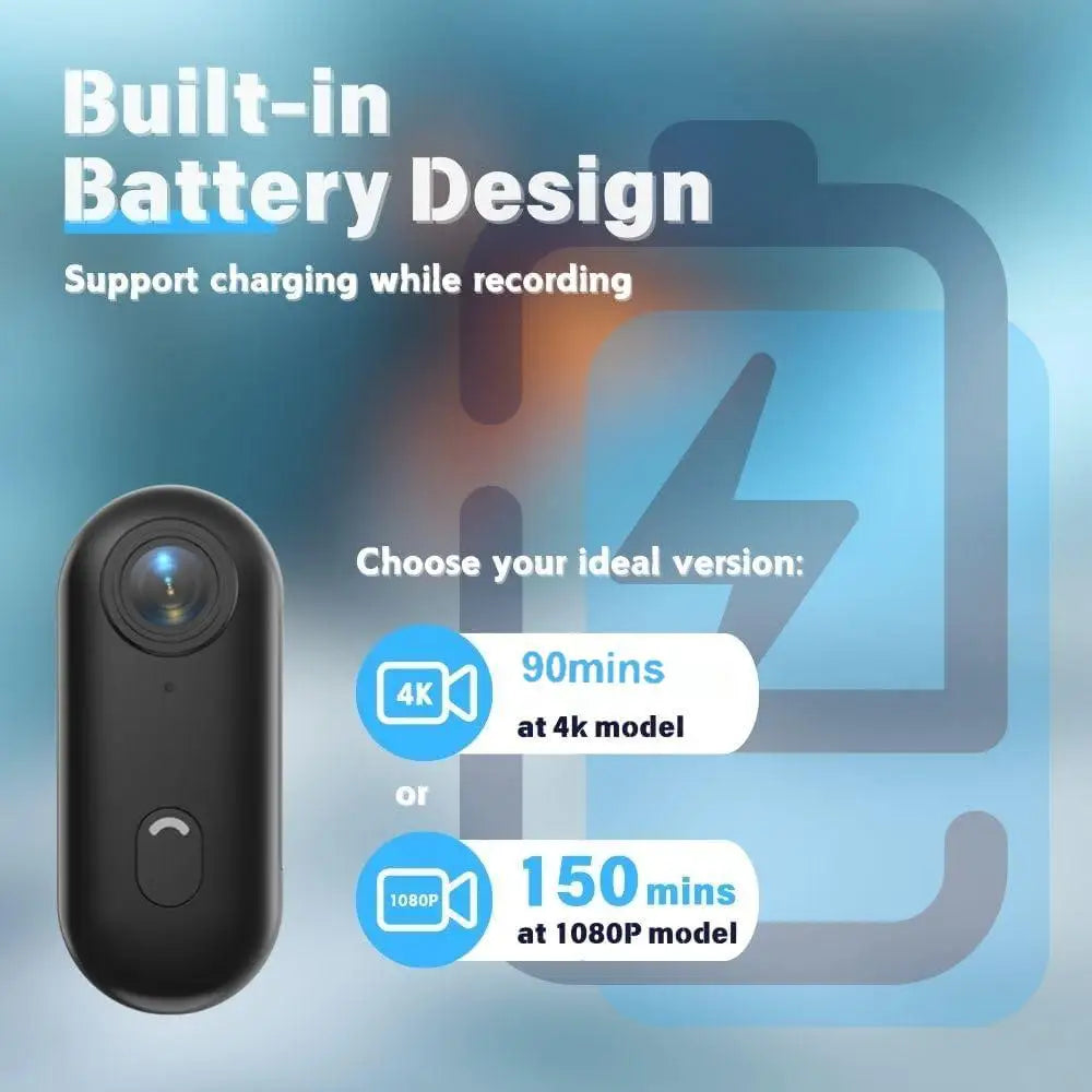 Mini Cámara 4K HD con WiFi – Vlog Cam de Bolsillo para Deportes, Viajes y Grabación en Movimiento