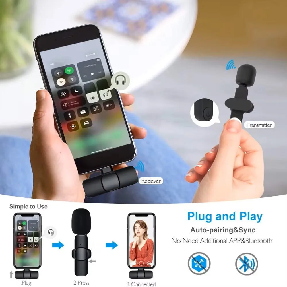 Micrófono Inalámbrico de Solapa – Mini Mic Portátil para iPhone y Android, Ideal para Grabaciones, Directos y Streaming