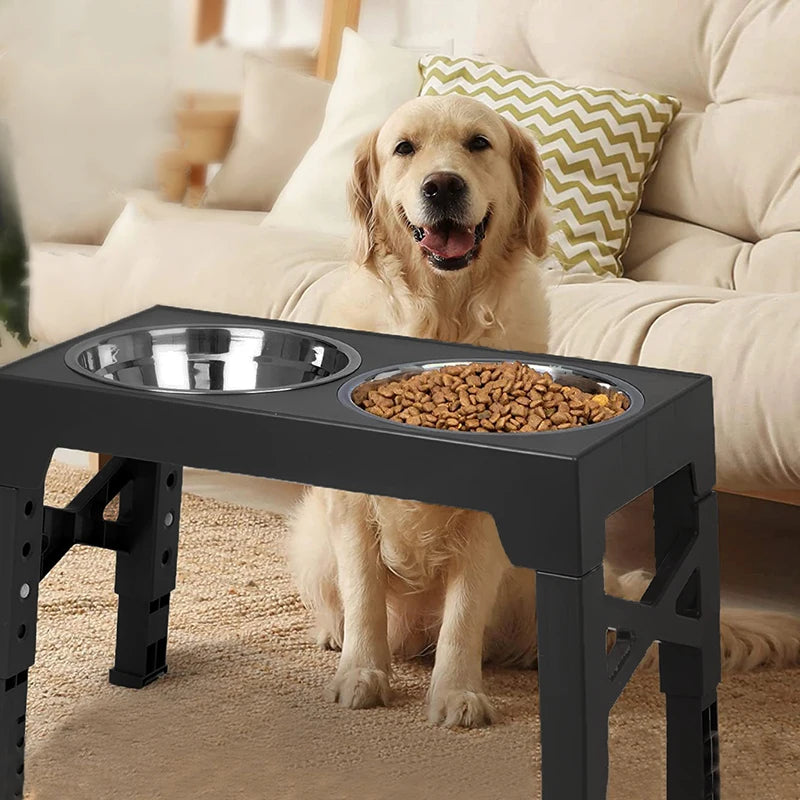 Comedero Elevado Ajustable BOOTEELY – Con 2 Cuencos de Acero Inoxidable para Perros Pequeños, Medianos y Grandes