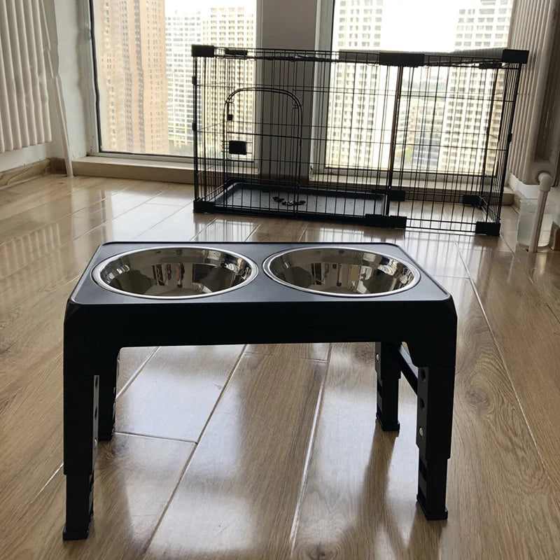 Comedero Elevado Ajustable BOOTEELY – Con 2 Cuencos de Acero Inoxidable para Perros Pequeños, Medianos y Grandes