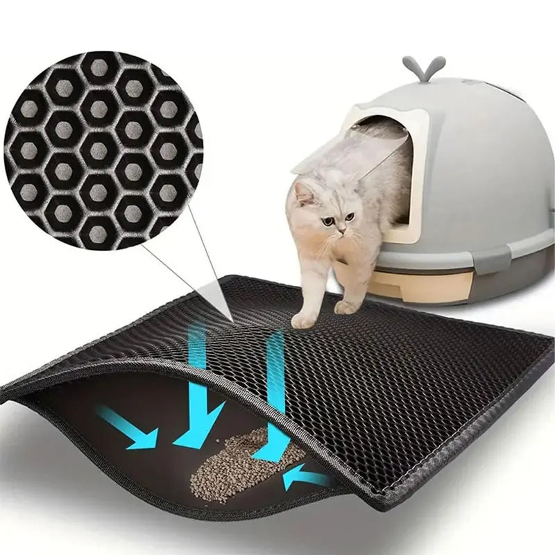 Alfombrilla para Arena de Gato Impermeable – Doble Capa con Sistema Atrapa-Arena, Ideal para Areneros y Suelos Limpios