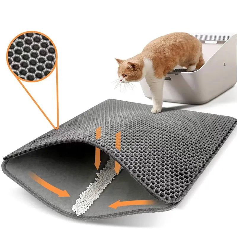 Alfombrilla para Arena de Gato Impermeable – Doble Capa con Sistema Atrapa-Arena, Ideal para Areneros y Suelos Limpios
