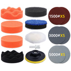Kit de Pulido para Faros y Detallado de Coche – Esponjas, Lijas, Discos y Adaptador M10 para Taladro