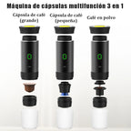 Cafetera Espresso Eléctrica Portátil 3 en 1 – Para Viaje, Coche y Casa, con Batería Recargable y Compatible con Cápsulas y Café Molido