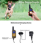 Collar de Adiestramiento Eléctrico para Perros – Alcance 800 m, Impermeable, Recargable, con Mando y Modos de Sonido, Vibración y Descarga