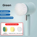 Cepillo Eléctrico Giratorio Inalámbrico 2025 – 5 Cabezales, Impermeable IPX7, Recargable por USB para Baño y Cocina