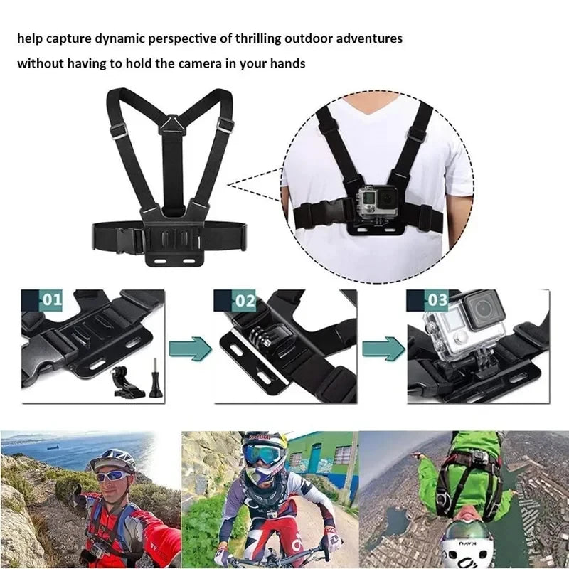 Accesorios 6 en 1 para Acción: Cabeza, Pecho y Más