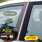 Restaurador de Plásticos para Coche – Recupera el Brillo Negro en Plásticos y Cuero, Pulidor y Renovador Exterior