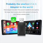 Adaptador 2 en 1 CarPlay y Android Auto – Convierte Cableado a Inalámbrico, USB Plug & Play para Radios OEM
